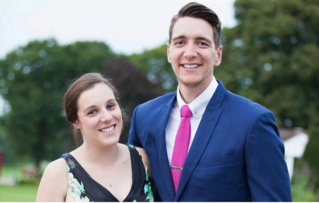 Oliver Phelps with his wife Katy Humpage