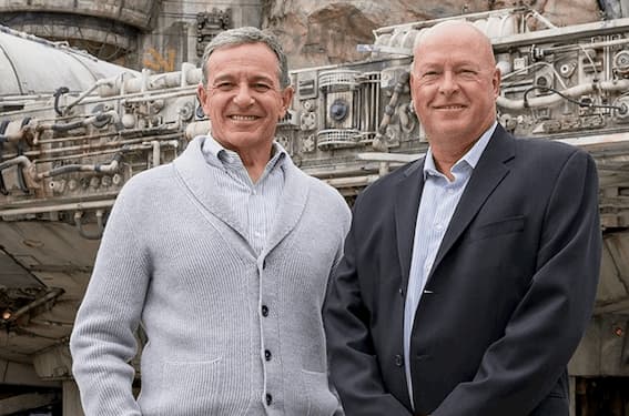 Disney's CEO Bob Chapek (right) photographed with his predecessor (left) Bob Iger