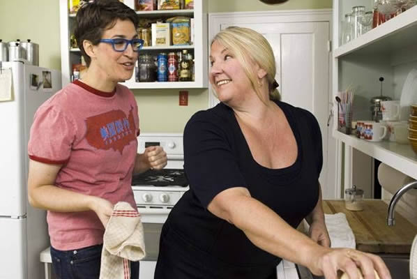 Rachel Maddow and her girlfriend Susan Mikula at their home