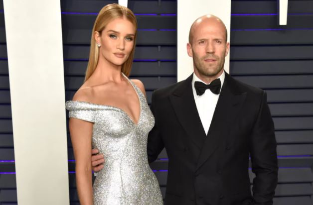 Jason Statham on the red carpet with his fiancée Rosie Huntington-Whiteley