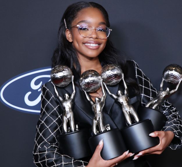 Actress Marsai Martin with some of her awards