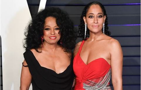 Actress Tracee Ellis Ross with her mother Diana Ross at an awards event