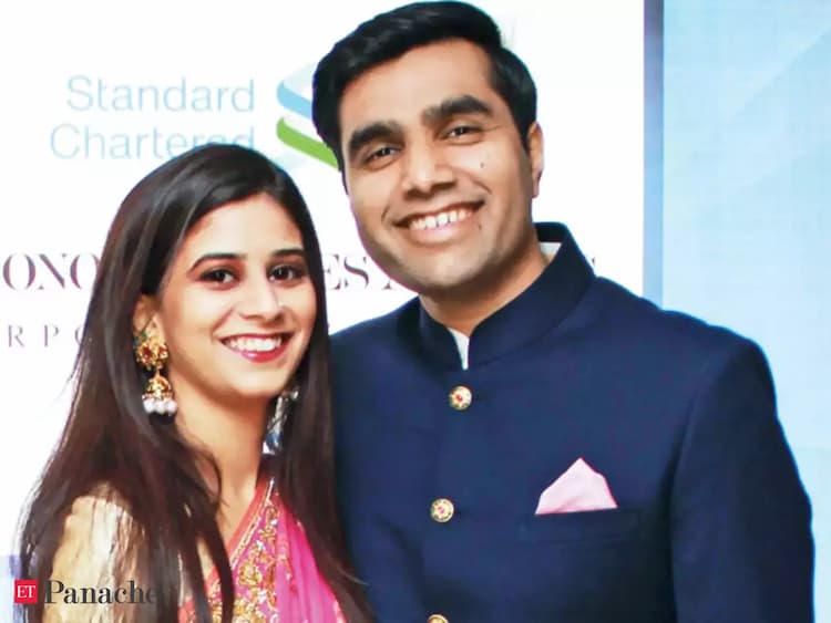 Karan Adani and his wife Paridhi Shroff