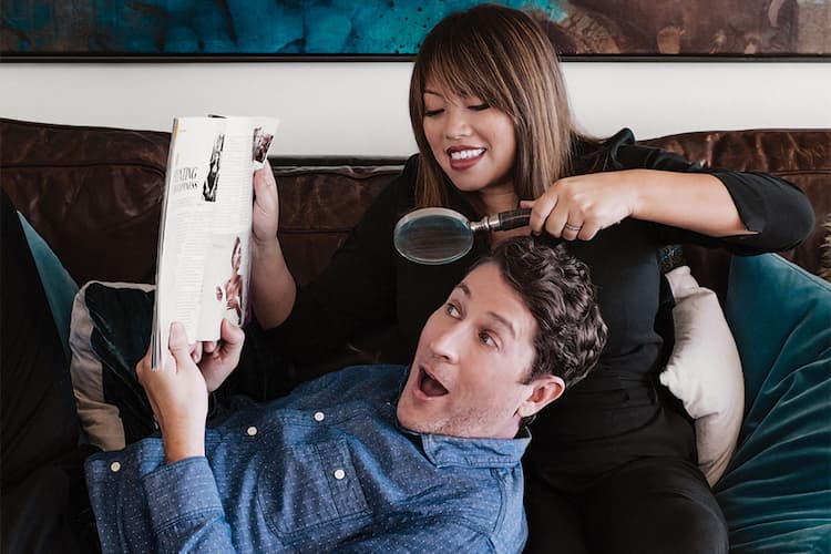 Scott Aukerman together with his wife actress, comedian, writer, director, and showrunner Kulap Vilaysack