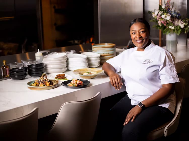 Chef Tiffany Derry  in her kitchen