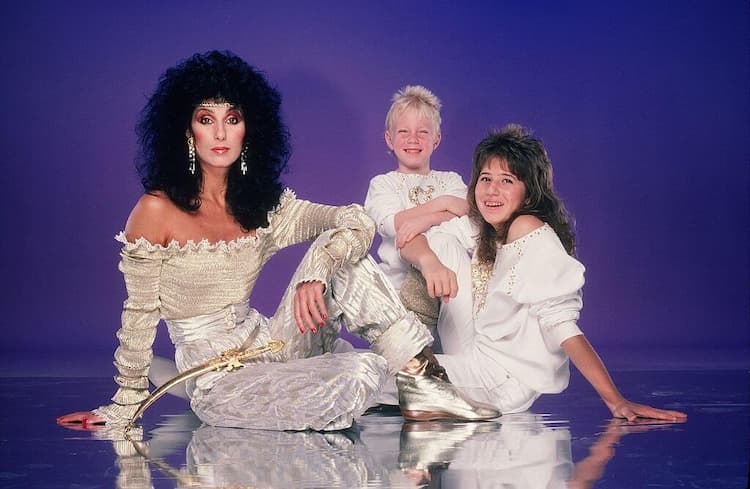 Cher with her two children Chaz Bono, and Elijah Blue Allman
