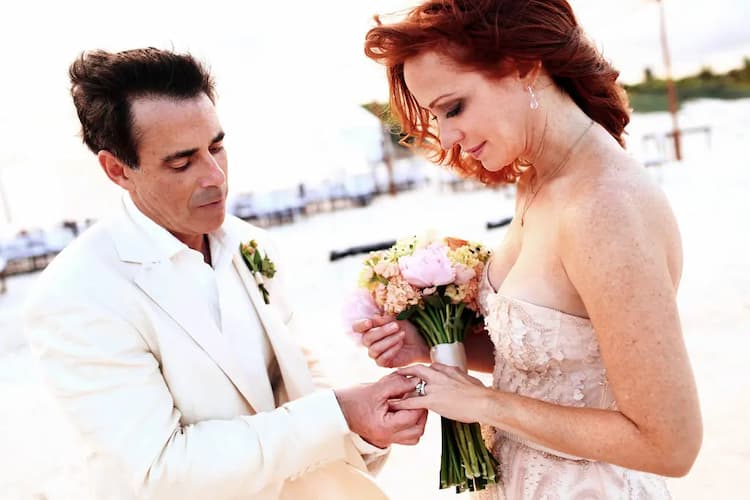 Rebecca Creskoff together her husband Michael Glassner on their wedding day