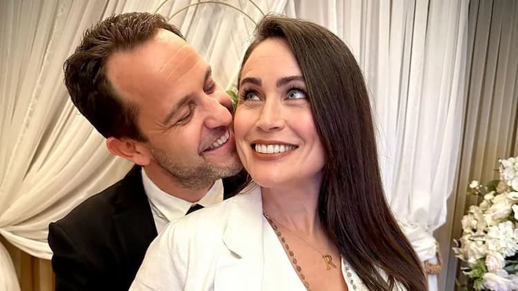 Rena Sofer together with her husband Sanford Bookstaver